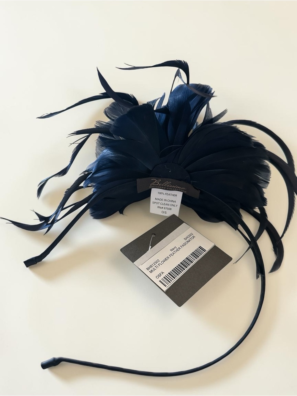 Bellissima Navy Multi Flower Feather Fascinator Headband Kentucky Derby Wedding